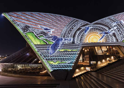 Badu Gili, Sydney Opera House. Artist Alick Tipoti. Credit Daniel Boud