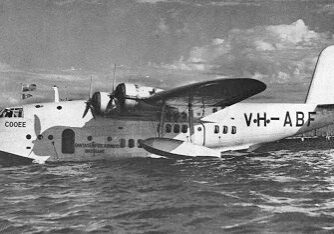 Short S.23 Flying Boat (VH-ABF) Cooee, Qantas Empire Airways, late 1930s.